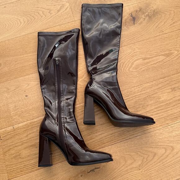 Zemeta - Glossy Choco Long Boots in Dark Brown - Picture 4 of 8